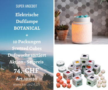 Candle Warmers elktrische Duftlampe Botanical inclusive 10 Packungen Scented Cubes Düfte
